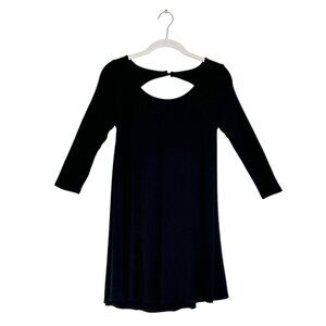 American Eagle Scoop Neck Cutout 3/4 Sleeve Swing Dress in Black - Sz XS